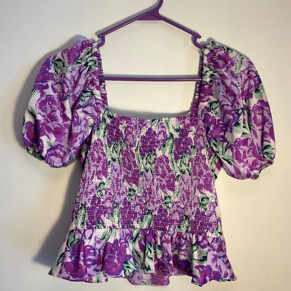 Cute purple floral crop top - Picture 2 of 3